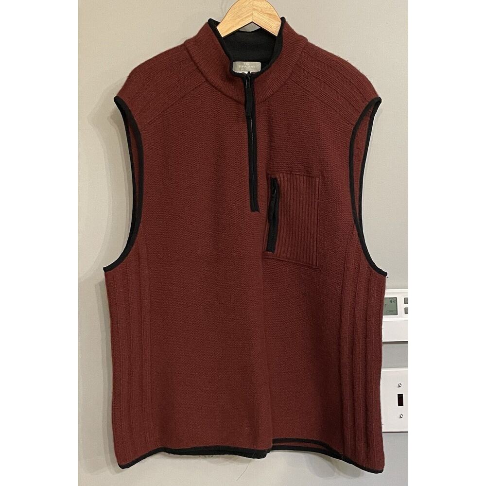 The Territory Ahead Vest Sweater Zip Up Lambswool Mock Neck Vintage Mens L